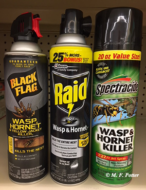 Wasp and hornet sprays are useful when treating nests from a distance.